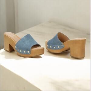 VERONICA BEARD  Blue Hannalee Suede Platform Clog Sandals SIze 6